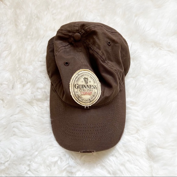 Guinness Other - GUINNESS brown hat ball cap distressed adjustable